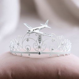 A beautifully designed hair tiara featuring an airplane perched on top