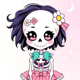 A cute anime-style illustration of a skeleton girl designed for a profile picture