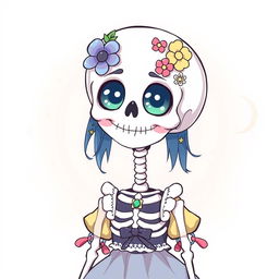 A cute anime-style illustration of a skeleton girl designed for a profile picture