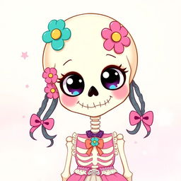 A cute anime-style illustration of a skeleton girl designed for a profile picture