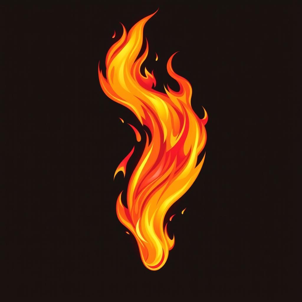 A vibrant and artistic visualization of flames shaped like a male phallus, illustrated with dynamic shades of red, orange, and yellow