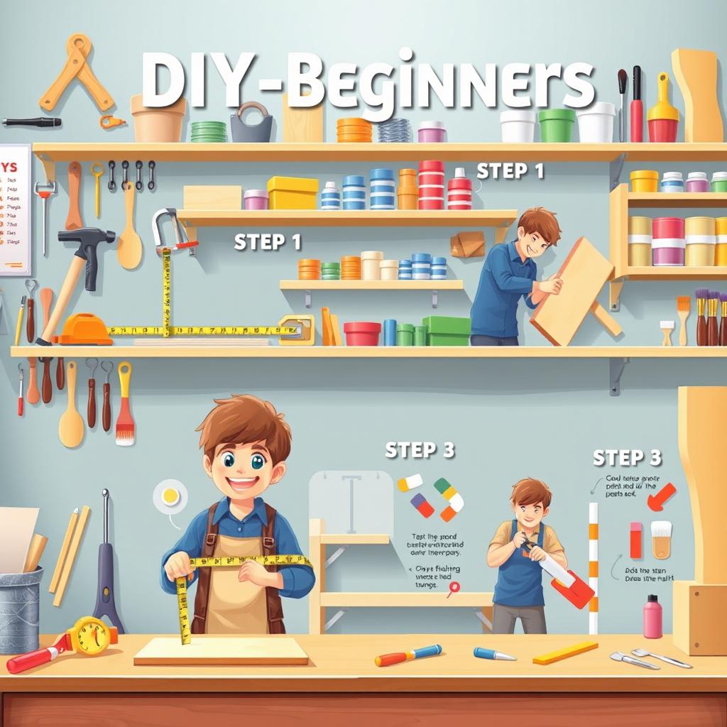 A visually engaging step-by-step guide illustration for DIY beginners