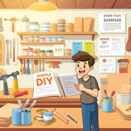 An inviting and informative illustration for DIY beginners, capturing the essence of starting a DIY project