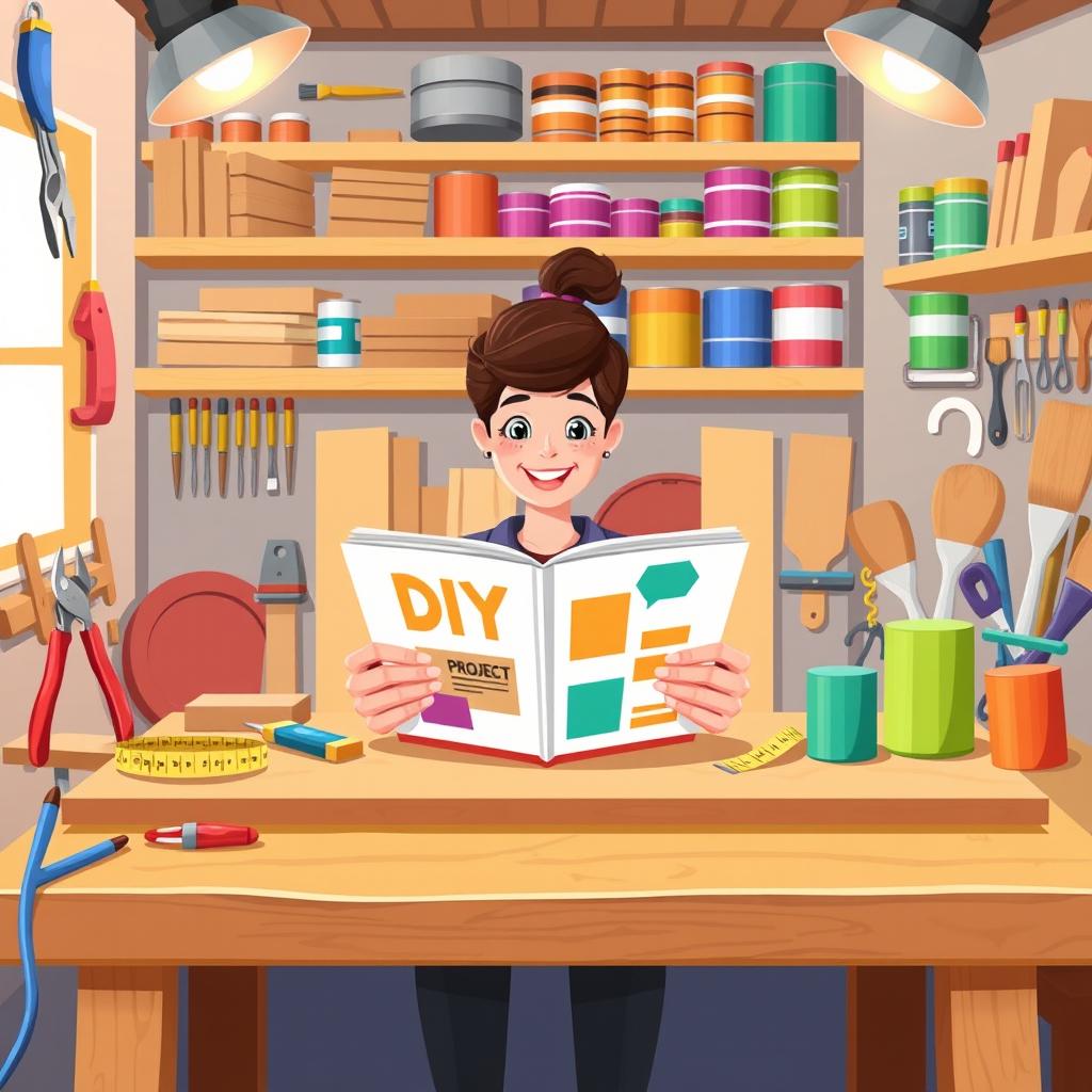 An inviting and engaging illustration tailored for DIY beginners, showcasing the excitement of starting a DIY project