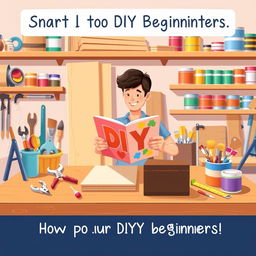 An inviting and engaging illustration tailored for DIY beginners, showcasing the excitement of starting a DIY project