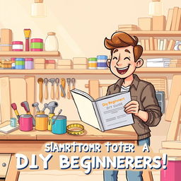 A warm and welcoming illustration aimed at DIY beginners, depicting the joys of starting a DIY project