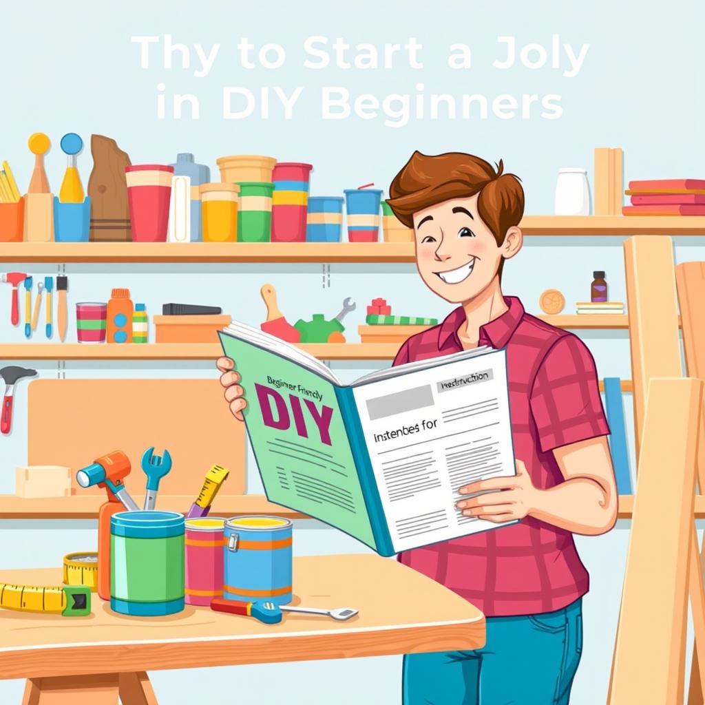 A vibrant and inviting illustration designed for DIY beginners, highlighting the joys of starting a DIY project