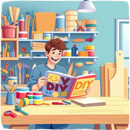 A vibrant and engaging illustration designed for DIY beginners, specifically created in a 1600 x 2400 format