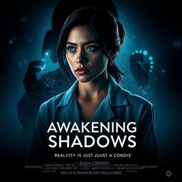 A captivating movie poster for the psychological thriller film titled "Awakening Shadows"