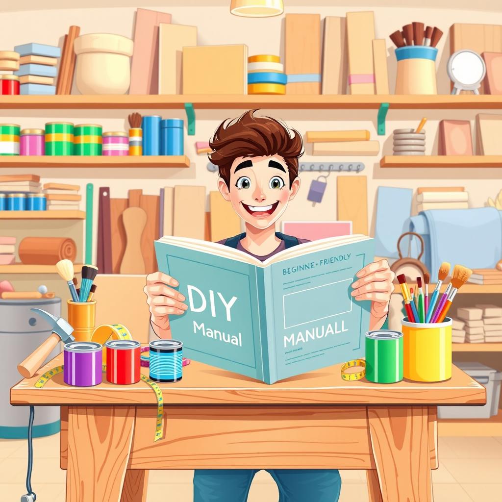 An engaging and colorful illustration targeting DIY beginners, showcasing the excitement of embarking on a DIY project