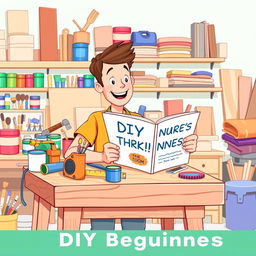 An engaging and colorful illustration targeting DIY beginners, showcasing the excitement of embarking on a DIY project