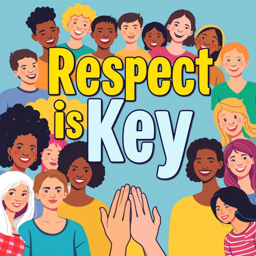 A vibrant and inspiring poster featuring a powerful message about respect