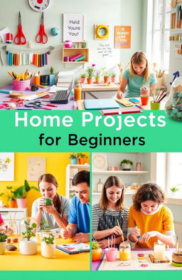 A series of engaging home projects for beginners, showcasing diverse DIY crafts and creative activities