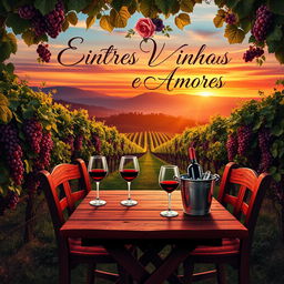 A captivating book cover design for the title "Entre Vinhos e Amores"