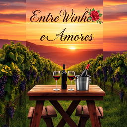 A captivating book cover design for the title "Entre Vinhos e Amores"