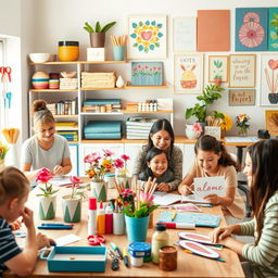 An inviting scene depicting various home projects for beginners, showcasing different DIY crafts and activities