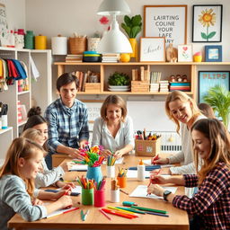 An inviting scene depicting various home projects for beginners, showcasing different DIY crafts and activities