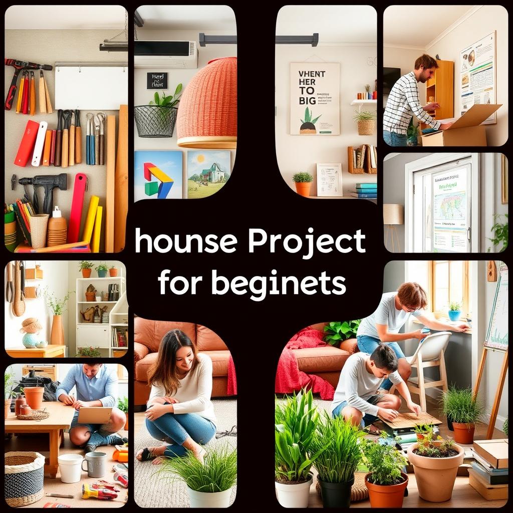 A visually appealing depiction of house projects for beginners, showcasing various simple home improvement and DIY tasks