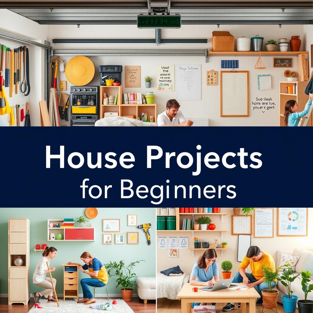 A visually appealing depiction of house projects for beginners, showcasing various simple home improvement and DIY tasks