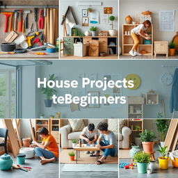 A visually appealing depiction of house projects for beginners, showcasing various simple home improvement and DIY tasks