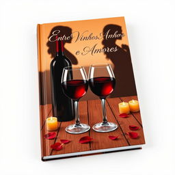 A captivating book cover design for 'Entre Vinhos e Amores'