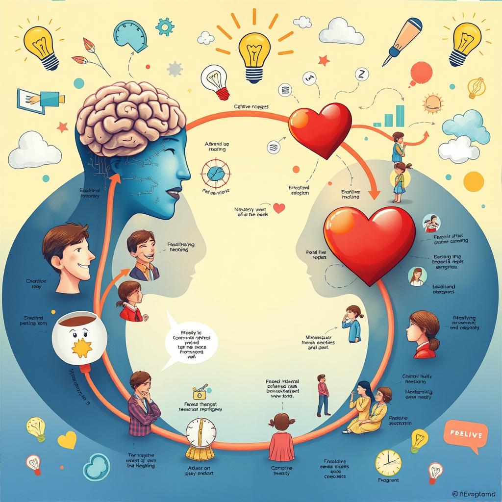 A detailed illustration showcasing the relationship between affective processes and cognitive processes in human behavior