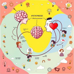 A detailed illustration showcasing the relationship between affective processes and cognitive processes in human behavior