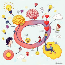 A detailed illustration showcasing the relationship between affective processes and cognitive processes in human behavior