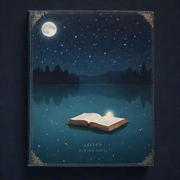 A book cover featuring the title 'Three Ways to Sleep' with a mystical and captivating theme. Include surreal elements such as levitating objects, twinkling stars and moonlight reflecting on a placid lake. The typography should be elegant and alluring.