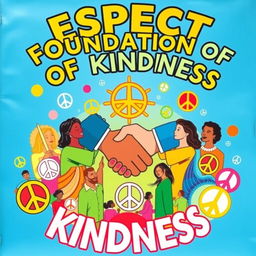 A colorful poster featuring the title "Respect is the Foundation of Kindness" prominently displayed at the top in striking, bold typography