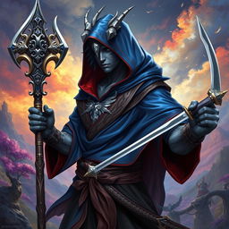 A striking half-human, half-silver dragon character with dark skin, showcasing a powerful presence