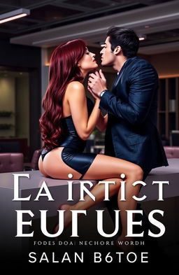 A book cover featuring a long-haired girl with burgundy hair, wearing a sexy black two-piece set