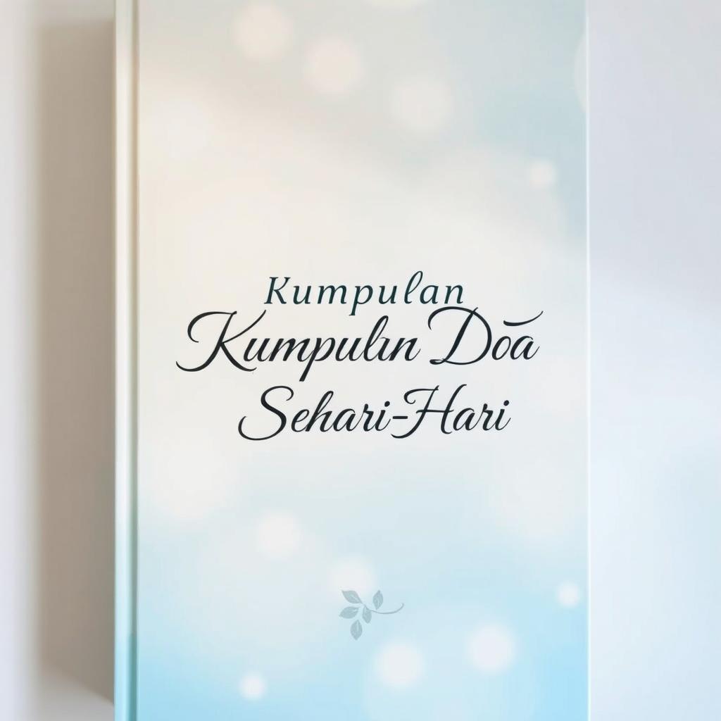 A beautifully designed cover for a book titled "Kumpulan Doa Sehari-Hari", showcasing a serene and peaceful background, with soft ethereal colors like pastel blue and gentle yellows