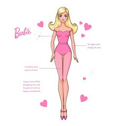 A transverse view illustration of Barbie's body, showcasing her distinctive proportions from a horizontal perspective