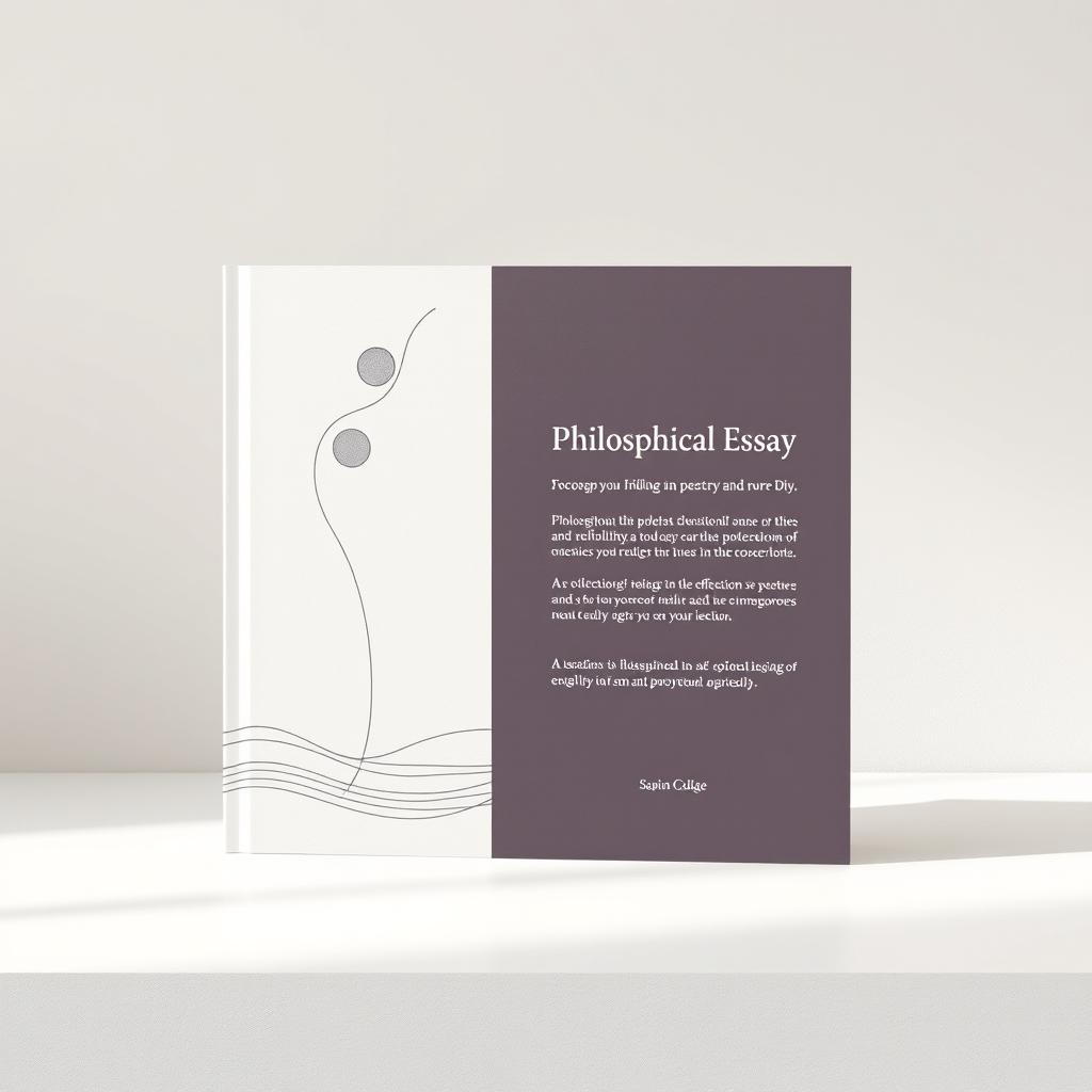 A minimalist book cover design for a collection of philosophical essays and poetry