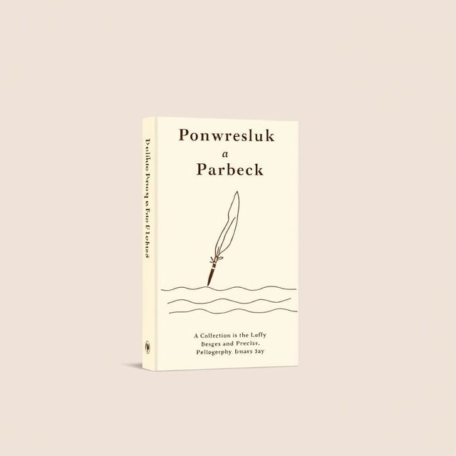 A book cover design for a collection of philosophical essays and poetry, featuring simple lines and a hand-drawn illustration