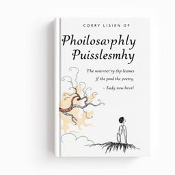 A book cover design for a collection of philosophical essays and poetry, featuring a hand-drawn illustration that evokes themes of poetry and philosophy