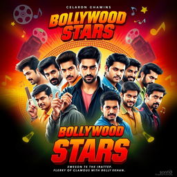 An eye-catching movie poster featuring 11 male Bollywood actors, each in dynamic and charismatic poses