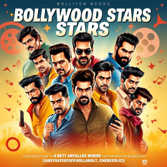 An eye-catching movie poster featuring 11 male Bollywood actors, each in dynamic and charismatic poses