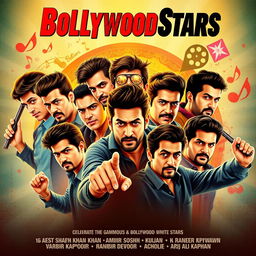 An eye-catching movie poster featuring 11 male Bollywood actors, each in dynamic and charismatic poses