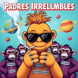 A vibrant and engaging music album cover titled 'Padres Irresponsables'