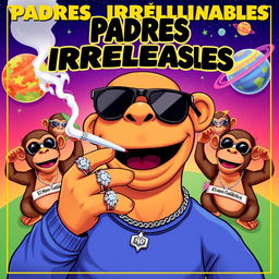 A vibrant and engaging music album cover titled 'Padres Irresponsables'