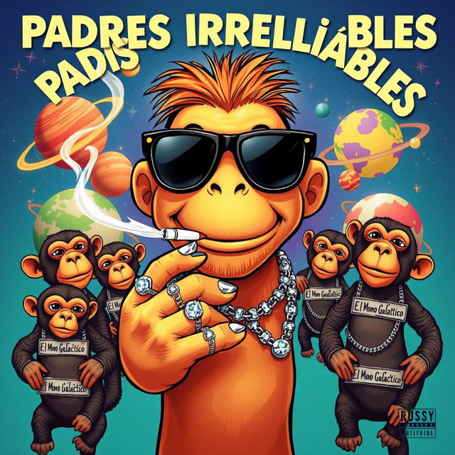 A vibrant and engaging music album cover titled 'Padres Irresponsables'