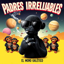 A vibrant music cover themed in Spanish titled 'Padres Irresponsables'