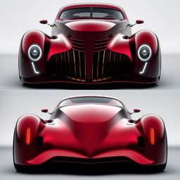 A unique supercar fusion that combines the classic charm of a 1939 Chevrolet Coupe widebody with futuristic design elements suitable for a church priest