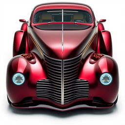 A unique supercar fusion that combines the classic charm of a 1939 Chevrolet Coupe widebody with futuristic design elements suitable for a church priest