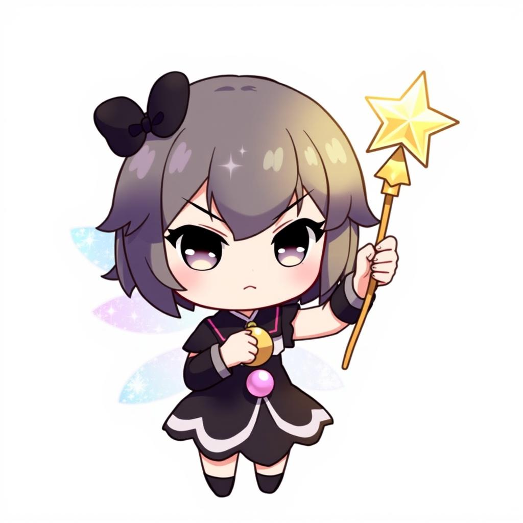 Kuromi, the Sanrio character, depicted as a fairy wearing her classic black outfit with pink details