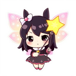 Kuromi, the Sanrio character, depicted as a fairy wearing her classic black outfit with pink details