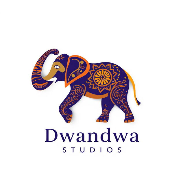 A unique and creative logo design for 'Dwandwa Studios' that incorporates the letter 'ದ' in a visually striking way