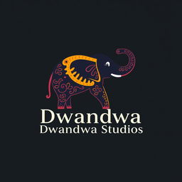 A unique and creative logo design for 'Dwandwa Studios' that incorporates the letter 'ದ' in a visually striking way